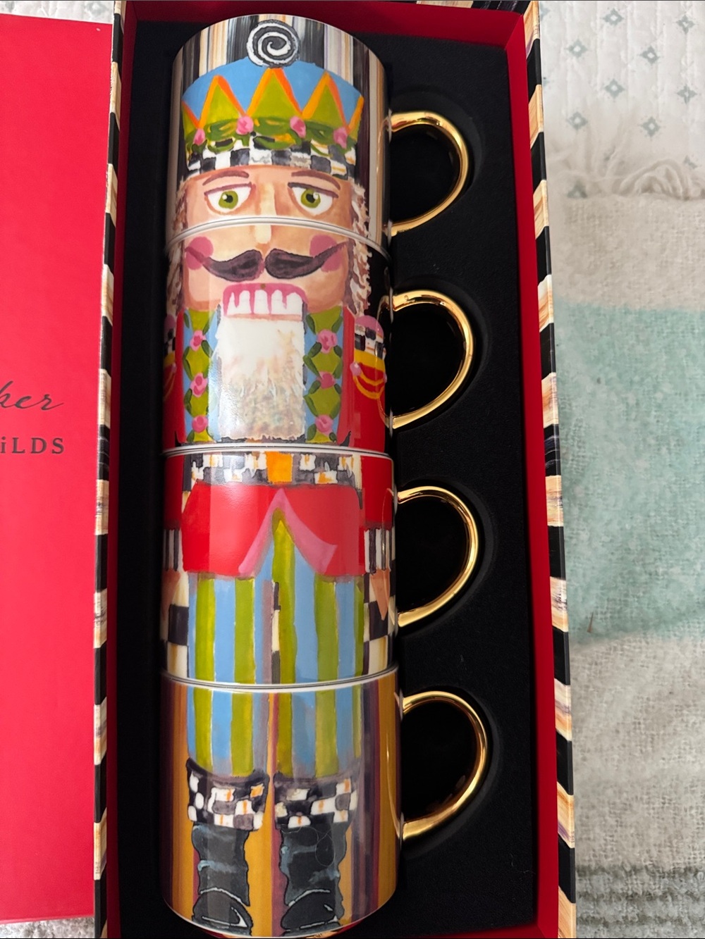 Mackenzie Childs nutcracker stackable mug set - Picture 2 of 3